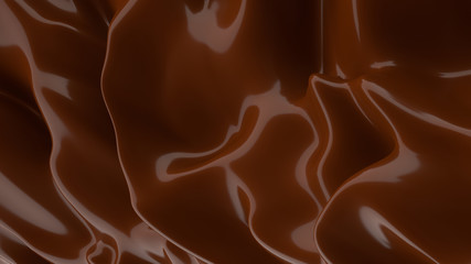 Liquid Chocolate background. Melted dark Chocolate. Wave brown background. Chocolate.