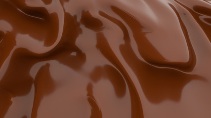 Liquid Chocolate background. Melted dark Chocolate. Wave brown background. Chocolate.