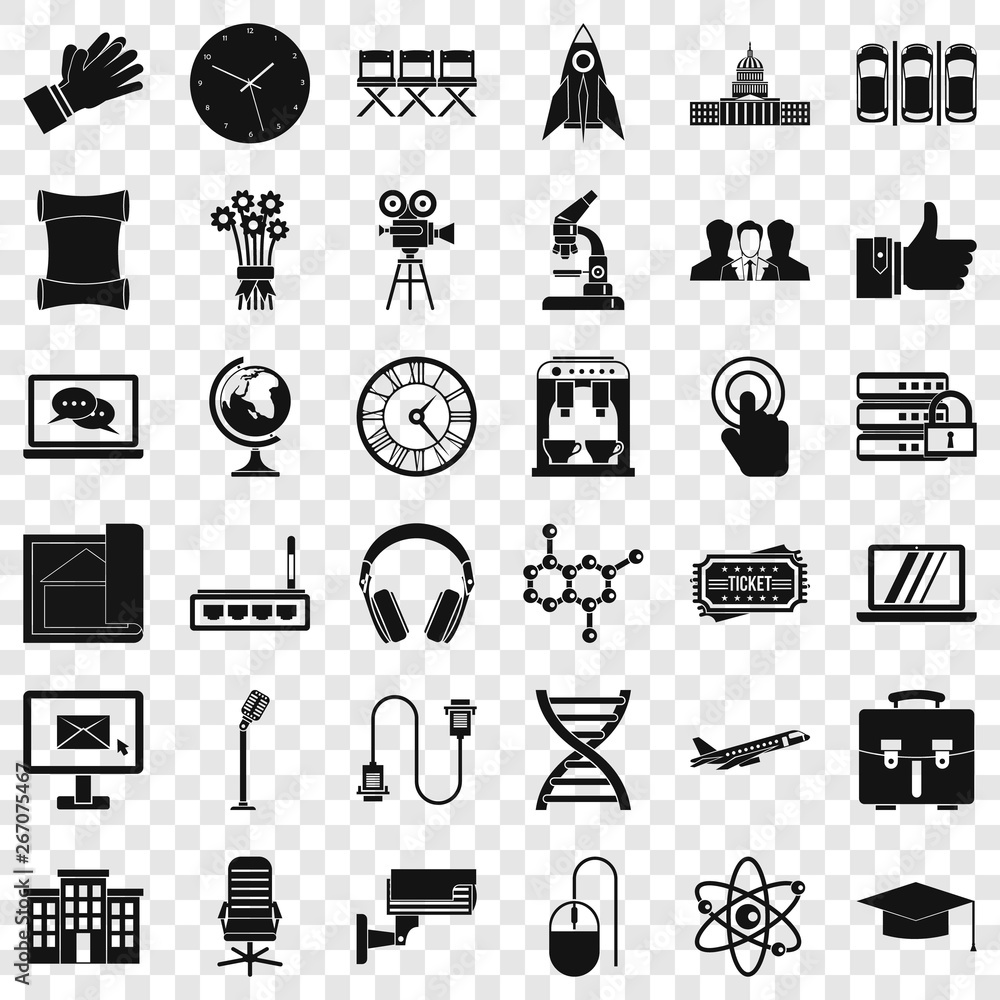 Poster good conference icons set. simple style of 36 good conference vector icons for web for any design