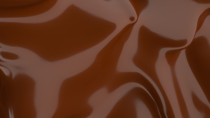 Liquid Chocolate background. Melted dark Chocolate. Wave brown background. Chocolate.