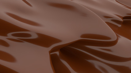Liquid Chocolate background. Melted dark Chocolate. Wave brown background. Chocolate.