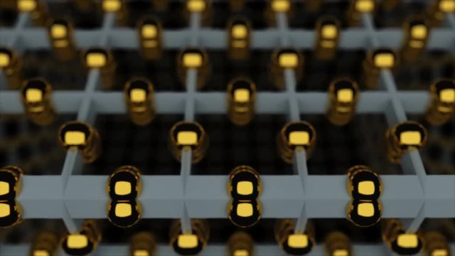 3d grid with golden balls, abstract wallpaper, trendy modern illustration. 3d rendering backdrop, computer generated