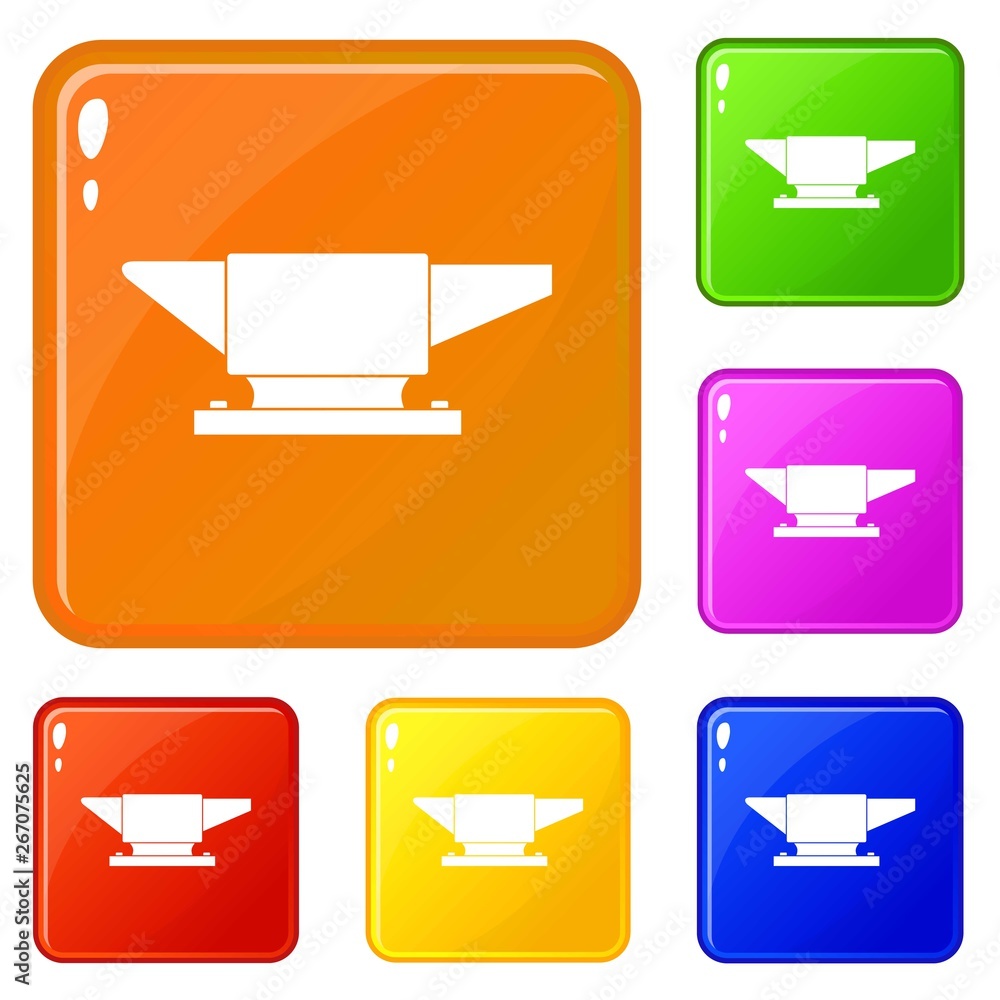 Poster anvil icons set collection vector 6 color isolated on white background