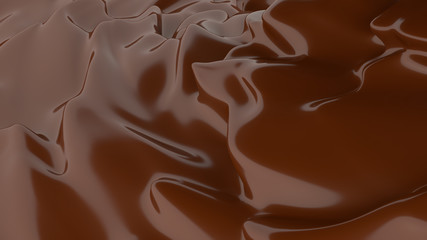 Liquid Chocolate background. Melted dark Chocolate. Wave brown background. Chocolate.