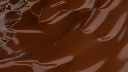 Liquid Chocolate background. Melted dark Chocolate. Wave brown background. Chocolate.