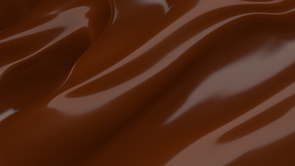 Liquid Chocolate background. Melted dark Chocolate. Wave brown background. Chocolate.
