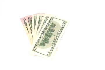 A lot of dollars, American money on a white background, isolate. Concept banking and finance