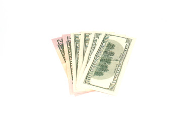 A lot of dollars, American money on a white background, isolate. Concept banking and finance