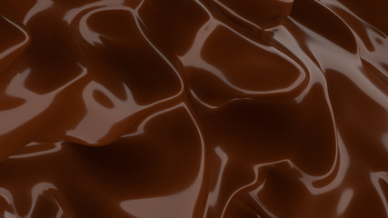 Liquid Chocolate background. Melted dark Chocolate. Wave brown background. Chocolate.