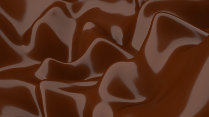 Liquid Chocolate background. Melted dark Chocolate. Wave brown background. Chocolate.