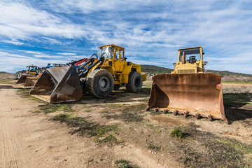 Fleet of excavator machines for rent or sale