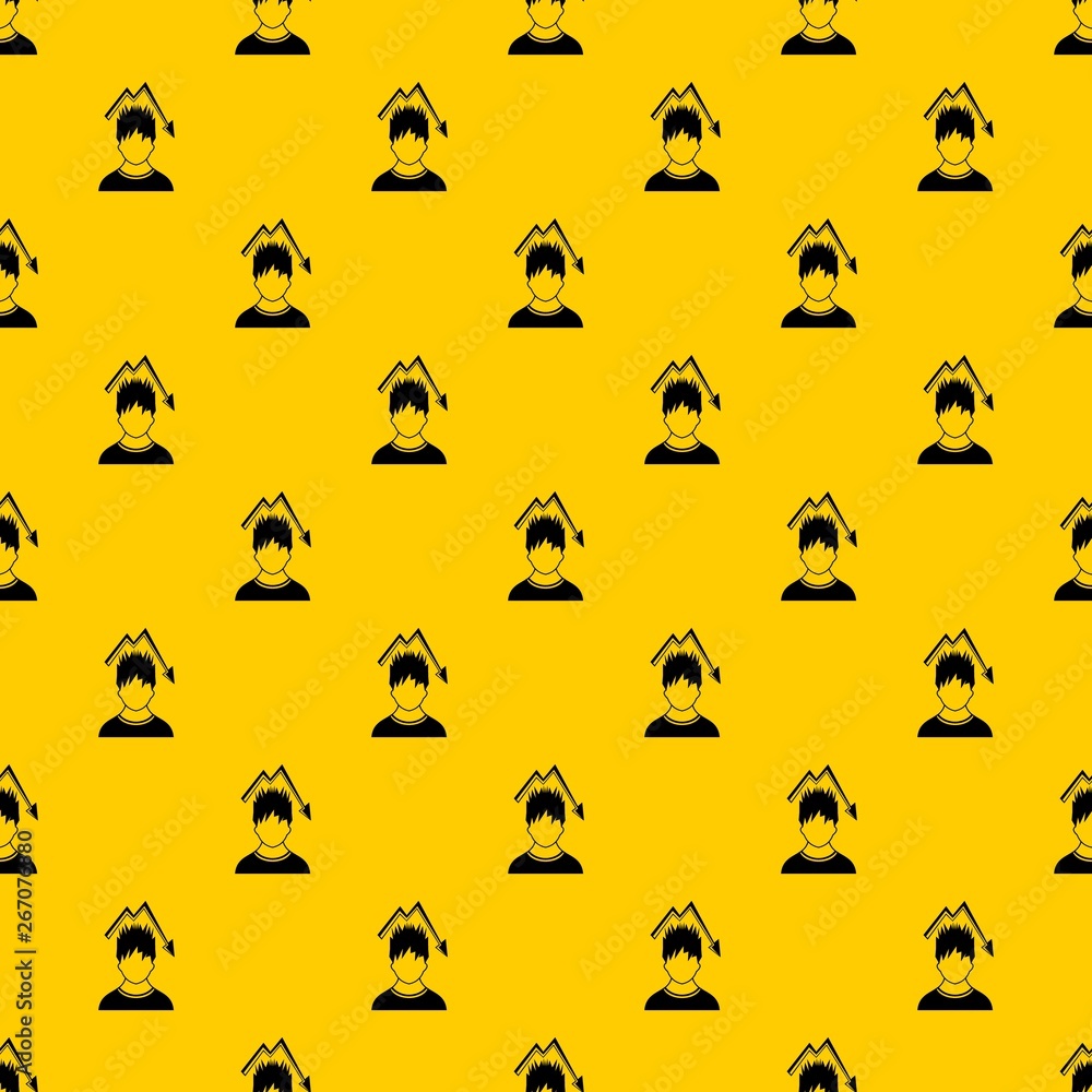 Poster man with falling red graph over head pattern seamless vector repeat geometric yellow for any design