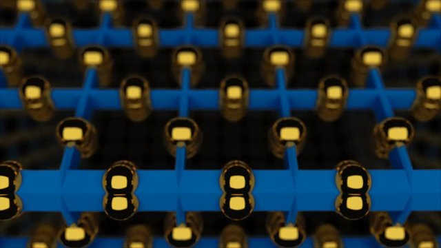 3d grid with golden balls, abstract wallpaper, trendy modern illustration. 3d rendering backdrop, computer generated