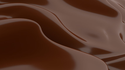 Liquid Chocolate background. Melted dark Chocolate. Wave brown background. Chocolate.