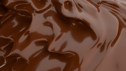 Liquid Chocolate background. Melted dark Chocolate. Wave brown background. Chocolate.
