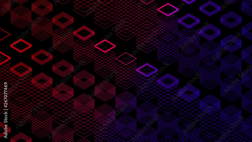 Aufkleber abstract line 3d virtual isometric square lighting moving, blockchain technology network digital dat