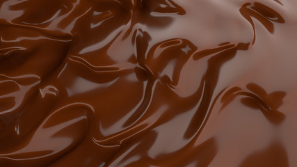Liquid Chocolate background. Melted dark Chocolate. Wave brown background. Chocolate.
