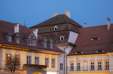 Sibiu, Romania - August 22 2018: Historical centre of Sibiu, Romania