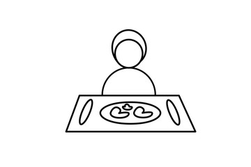 Vector. Icon food design. Sign of dinner. Symbol of lunch. Restaurant cafe menu. Logo illustration. Man, woman at the dinner table.
