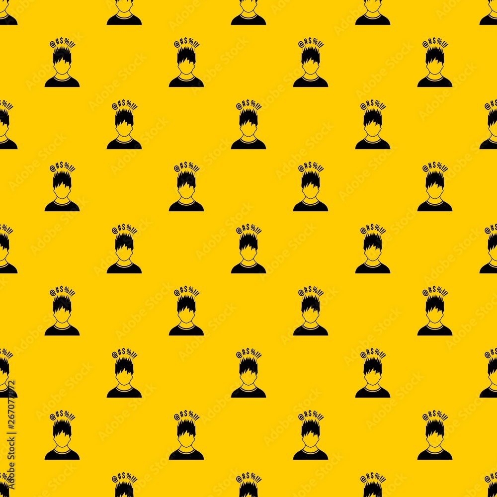 Poster man with different signs over his head pattern seamless vector repeat geometric yellow for any desig