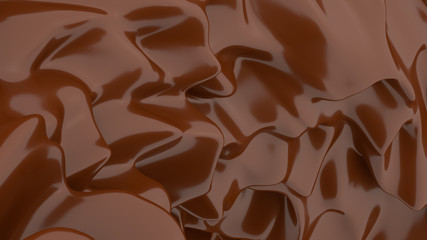 Liquid Chocolate background. Melted dark Chocolate. Wave brown background. Chocolate.