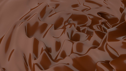 Liquid Chocolate background. Melted dark Chocolate. Wave brown background. Chocolate.