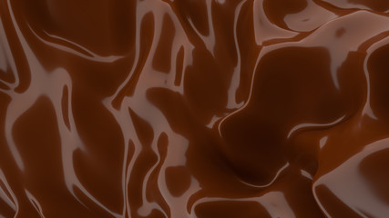 Liquid Chocolate background. Melted dark Chocolate. Wave brown background. Chocolate.