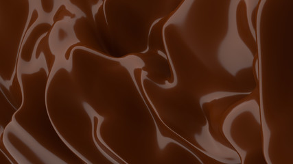 Liquid Chocolate background. Melted dark Chocolate. Wave brown background. Chocolate.