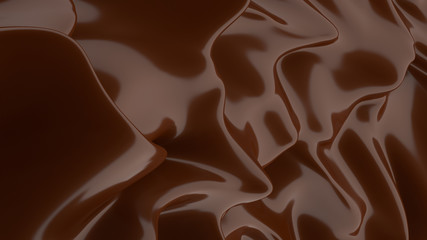 Liquid Chocolate background. Melted dark Chocolate. Wave brown background. Chocolate.