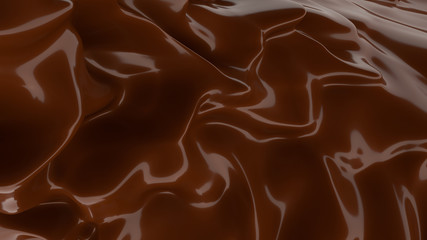 Liquid Chocolate background. Melted dark Chocolate. Wave brown background. Chocolate.
