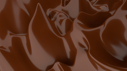 Liquid Chocolate background. Melted dark Chocolate. Wave brown background. Chocolate.