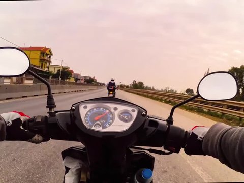 motorcycle on Vietnam road. timelapse