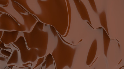 Liquid Chocolate background. Melted dark Chocolate. Wave brown background. Chocolate.