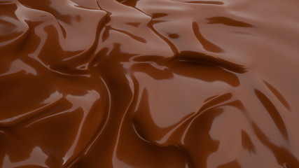Liquid Chocolate background. Melted dark Chocolate. Wave brown background. Chocolate.