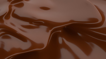 Liquid Chocolate background. Melted dark Chocolate. Wave brown background. Chocolate.
