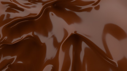 Liquid Chocolate background. Melted dark Chocolate. Wave brown background. Chocolate.
