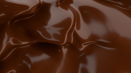 Liquid Chocolate background. Melted dark Chocolate. Wave brown background. Chocolate.