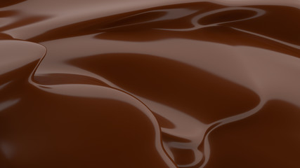 Liquid Chocolate background. Melted dark Chocolate. Wave brown background. Chocolate.