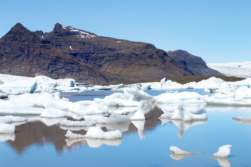 Fjallsárlón is a glacial ice lagoon in Iceland