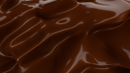 Liquid Chocolate background. Melted dark Chocolate. Wave brown background. Chocolate.