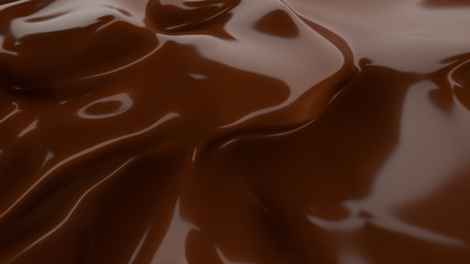 Liquid Chocolate background. Melted dark Chocolate. Wave brown background. Chocolate.