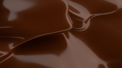 Liquid Chocolate background. Melted dark Chocolate. Wave brown background. Chocolate.