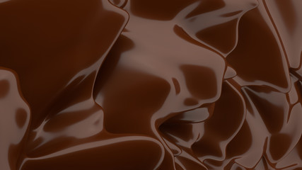 Liquid Chocolate background. Melted dark Chocolate. Wave brown background. Chocolate.