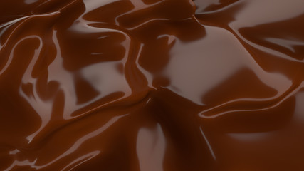 Liquid Chocolate background. Melted dark Chocolate. Wave brown background. Chocolate.