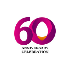 60 Year Anniversary Celebration Vector Template Design Illustration