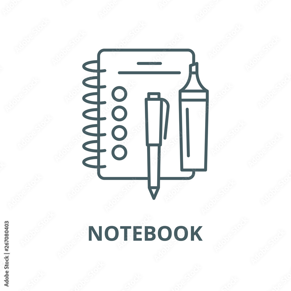 Poster notebook vector line icon, outline concept, linear sign