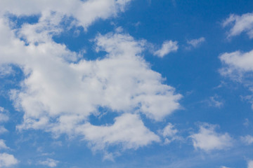 Blue sky white cumulus clouds background