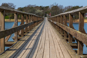 Wooden bridge over sea