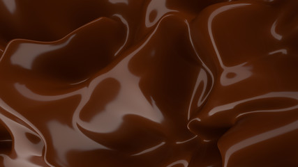 Liquid Chocolate background. Melted dark Chocolate. Wave brown background. Chocolate.
