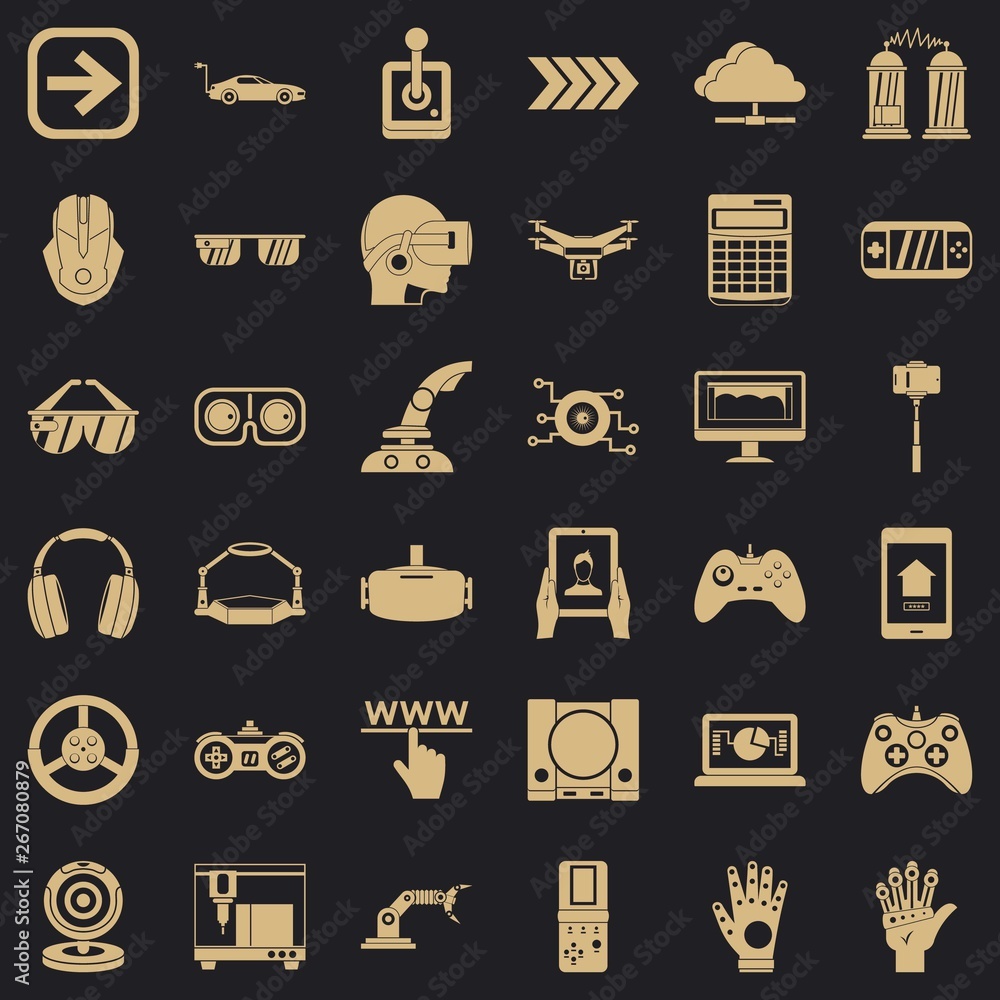 Poster user icons set. simple style of 36 fauna vector icons for web for any design